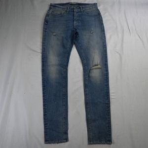 NEW Departwest Buckle 30‎ x 32 Skinny Light Destroyed Flex Denim Mens Jeans